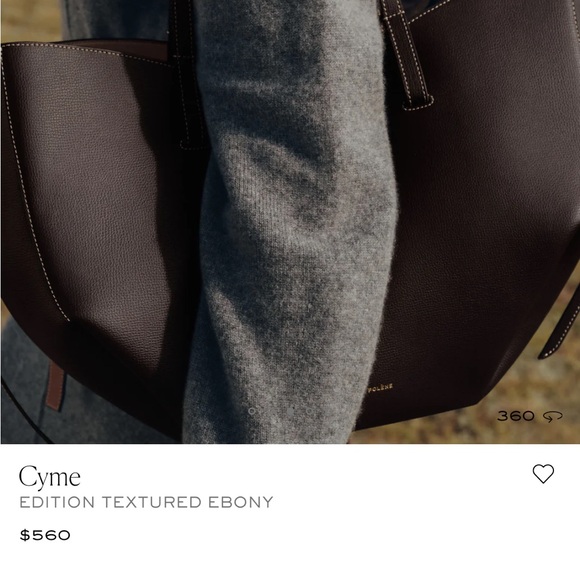 Poléne Ebony Structured Tote with White Stitching - Picture 4 of 4